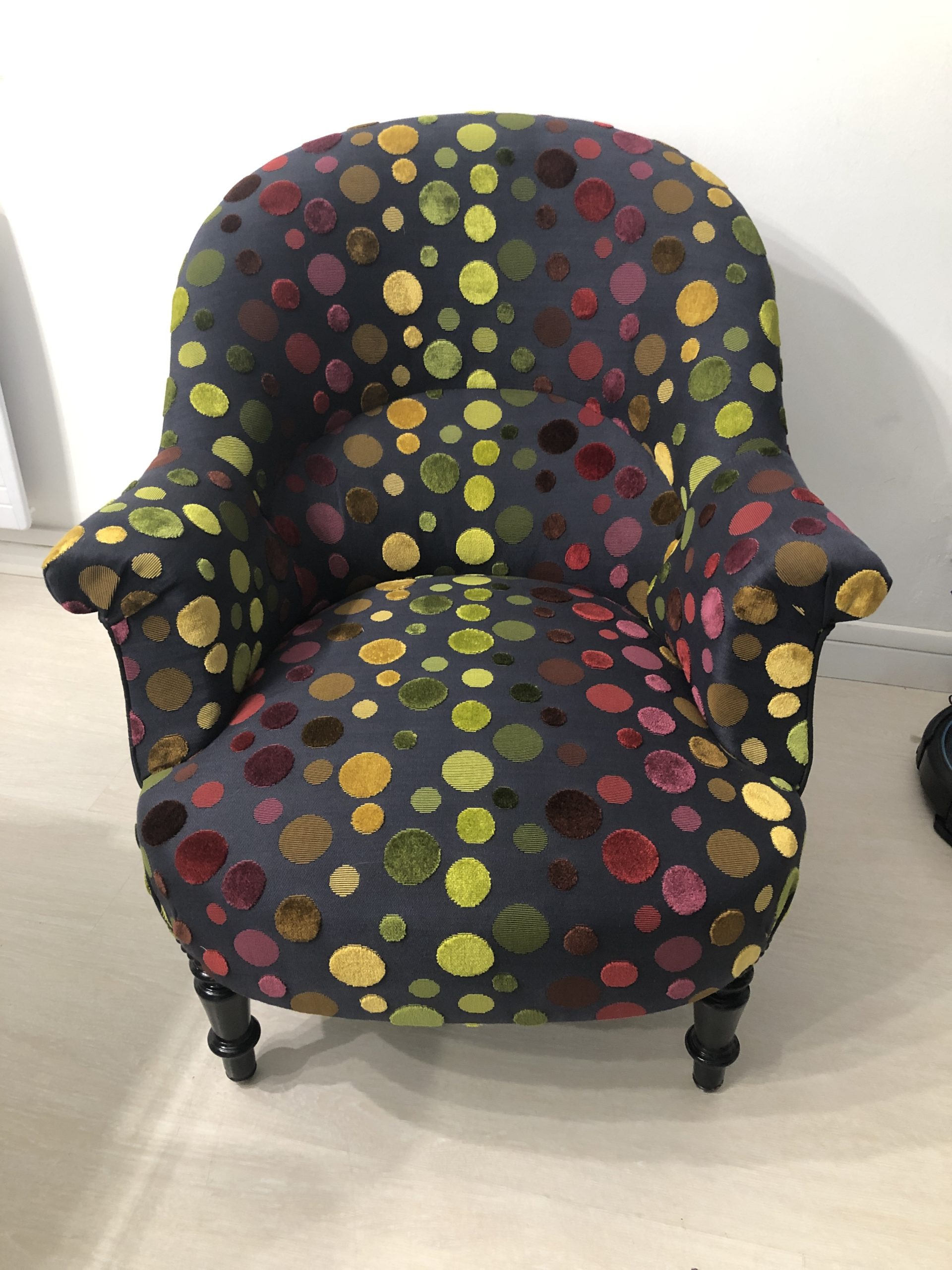 relooking Fauteuil crapaud velours à poids