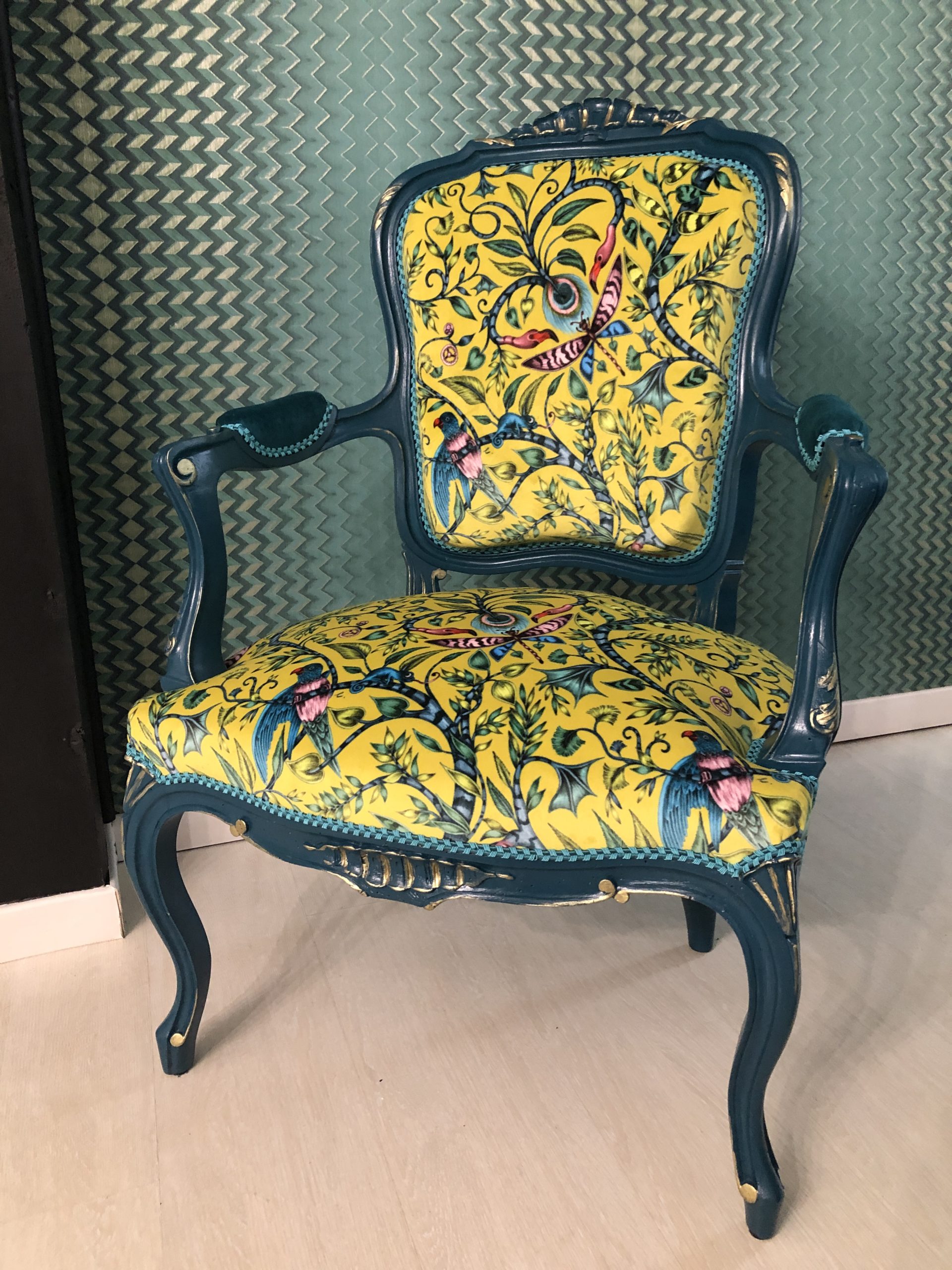 Cabriolet LOUIS XV tissu Clark & clark