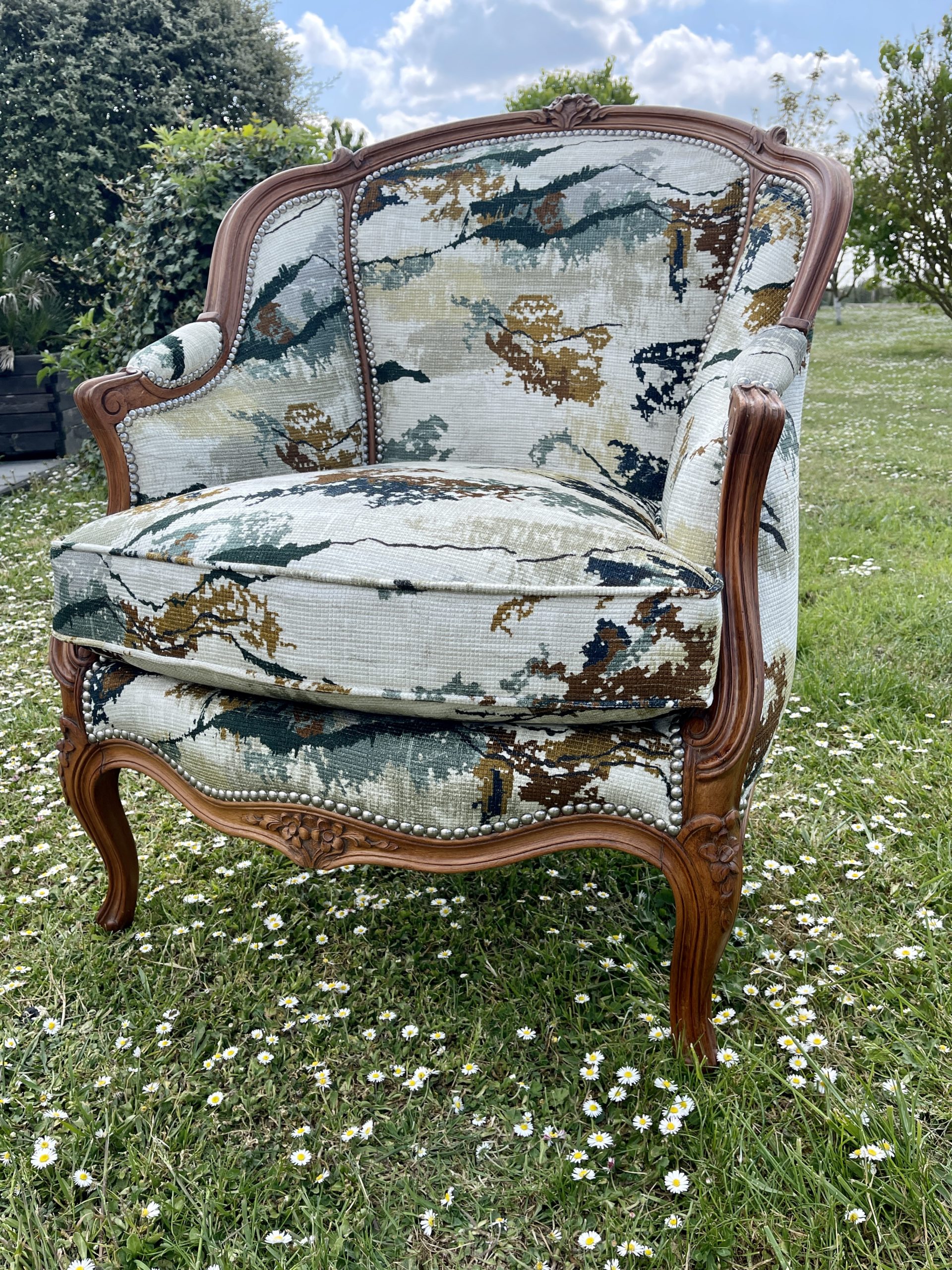 Bergère Louis XV tissu Nobilis tapissier cambrai